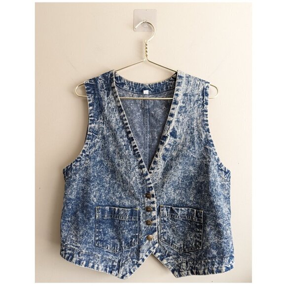 Vintage Cherokee Acid Wash Denim Vest - Picture 1 of 7